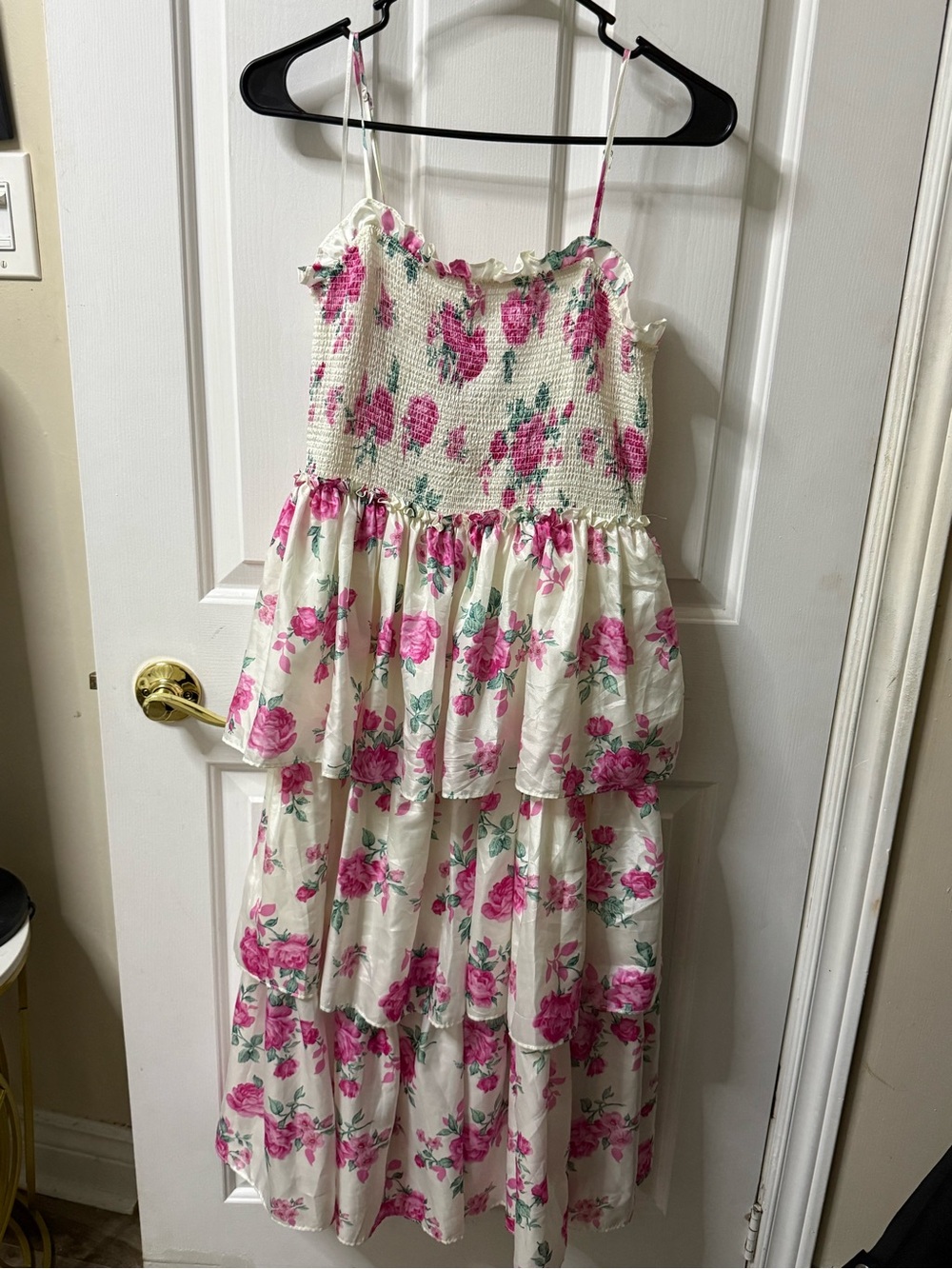 LoveShackFancy x Target Cream Floral Tiered Sundress with Pink Roses - Picture 6 of 6